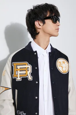Bomber bunda z vlněné směsi Baracuta Varsity tmavomodrá barva, přechodná, BRCPS0996