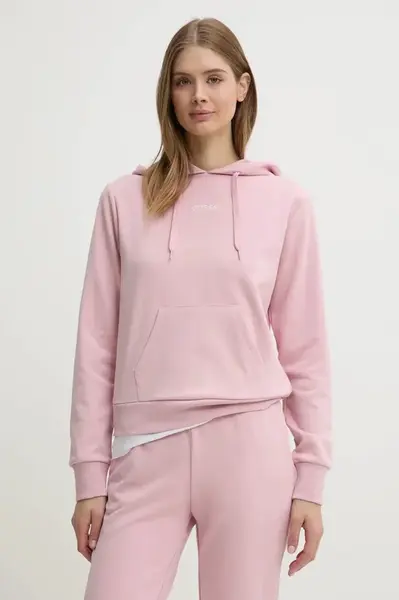 Mikina Guess SOFIA dámská, růžová barva, s kapucí, hladká, O5RQ02 KCO31