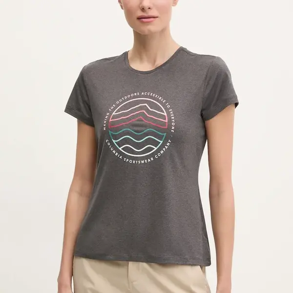 Sportovní triko Columbia Sloan Ridge šedá barva, 2077451