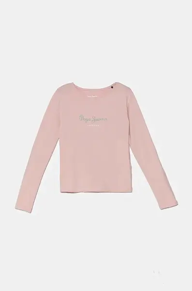 Dětské tričko s dlouhým rukávem Pepe Jeans růžová barva
