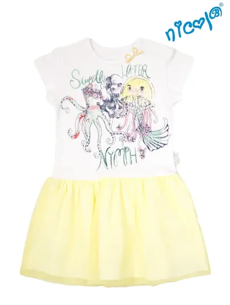 Nicol Dětské šaty , Mořská víla - žluto/bílé, vel. 116