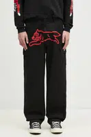 Bavlněné kalhoty ICECREAM Running Dog Cargo Pant černá barva, jednoduché, IC24430