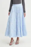 Bavlněná sukně Rotate modrá barva, midi, áčková, 1135212322