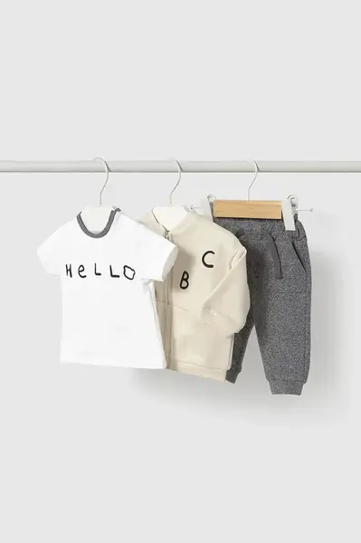 Kojenecká tepláková souprava Mayoral Newborn šedá barva, 1802