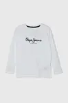 Dětské bavlněné tričko s dlouhým rukávem Pepe Jeans NEW HERMAN bílá barva, s potiskem, PB503919