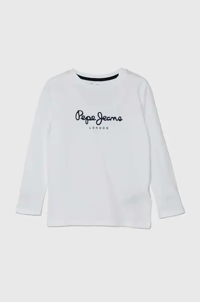 Dětské bavlněné tričko s dlouhým rukávem Pepe Jeans NEW HERMAN bílá barva, s potiskem, PB503919