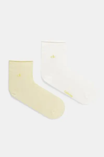 Ponožky Calvin Klein 2-pack dámské, žlutá barva, 701229681
