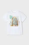 Dětské bavlněné tričko Mayoral bílá barva, s potiskem, 3043