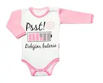 Baby Nellys Body dlouhý rukáv - Psst! Dobíjím baterie, vel. 68