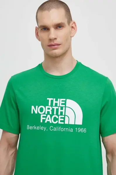 Bavlněné tričko The North Face M Berkeley California S/S Tee zelená barva, s potiskem, NF0A87U5PO81