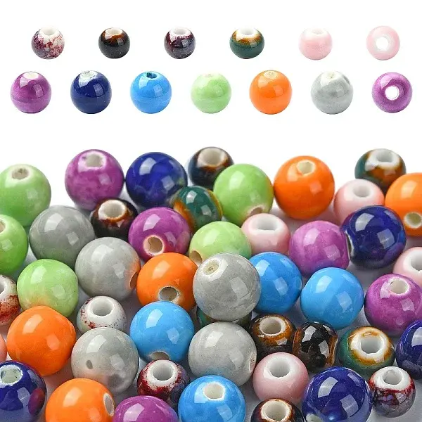 50Pcs 10 Colors Handmade Porcelain Beads