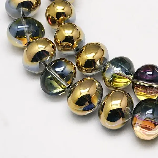Half Plated Crystal Glass Oval Beads Strands