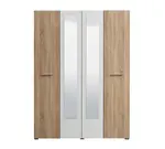 Čtyřdvéřová šatní skříň se zrcadlem arwen - dub sonoma/bílá