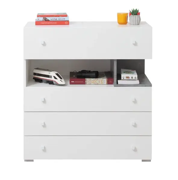 Šuplíková komoda omega - bílá/beton