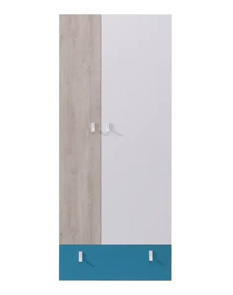 Šatní skříň studentská saturn - modrá/bílá/dub