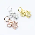 Brass Micro Pave Cubic Zirconia Charms