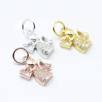 Brass Micro Pave Cubic Zirconia Charms