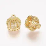 Brass Micro Pave Cubic Zirconia Beads