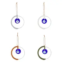 4Pcs 4 Colors Handmade Woven Cotton Thread with Turkish Glass Evil Eye Wall Hanging Ornament