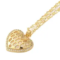 Brass Micro Pave Clear Cubic Zirconia Pendant Necklaces for Women