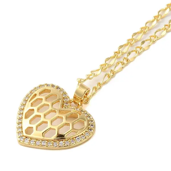 Brass Micro Pave Clear Cubic Zirconia Pendant Necklaces for Women