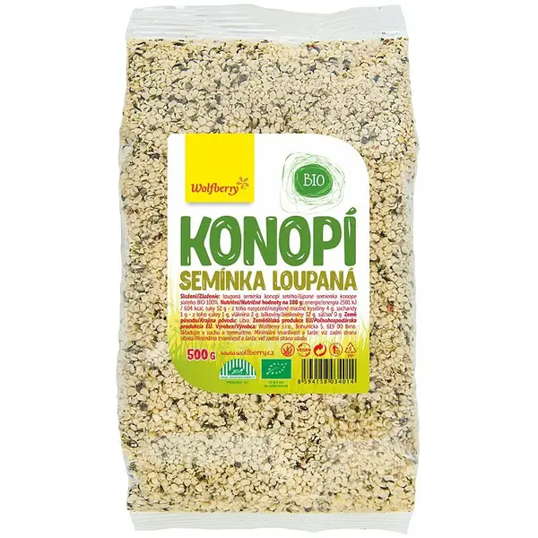 Wolfberry Konopné semienko lúpané BIO semienka v BIO kvalite 500 g