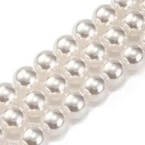 Baking Paint Pearlized Glass Pearl Round Bead Strands