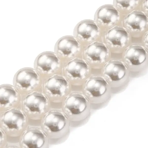 Baking Paint Pearlized Glass Pearl Round Bead Strands