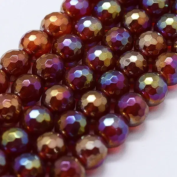 Electroplated Natural Agate Beads Strands
