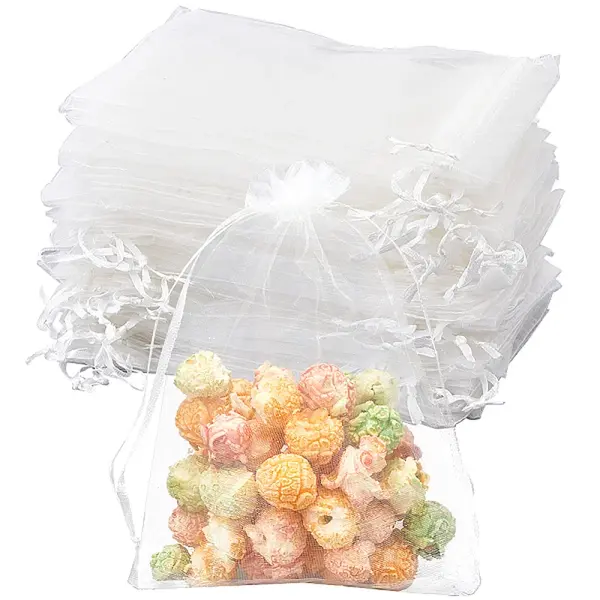 100Pcs Organza Bags Jewellery Storage Pouches Wedding Favour Party Mesh Drawstring Gift