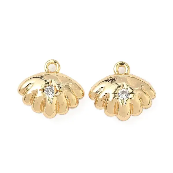 Brass Micro Pave Clear Cubic Zirconia Charms