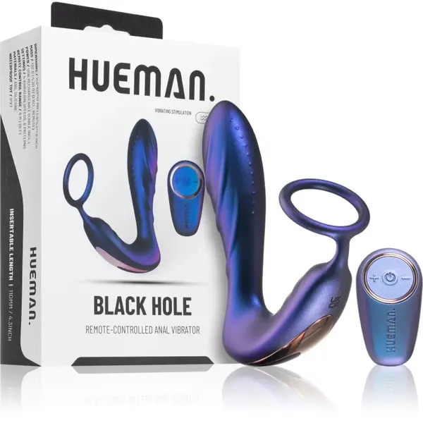 HUEMAN Black Hole anální kolík vibrační 2 v 1 14.3 cm