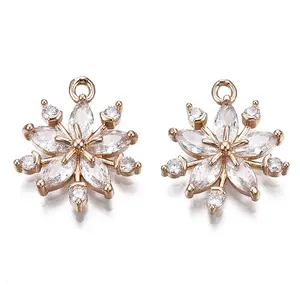 Brass Micro Pave Clear Cubic Zirconia Pendants