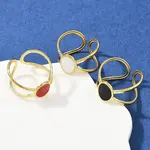 Oval 304 Stainless Steel Enamel Cuff Rings for Women