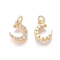 Brass Micro Pave Clear Cubic Zirconia Charms