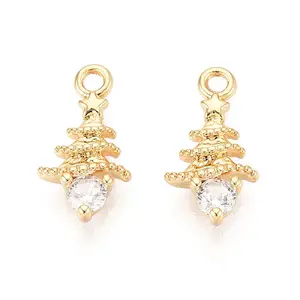Brass Micro Pave Cubic Zirconia Charms
