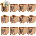 Square Paper Gift Tote Bags with Plastic Visible Window