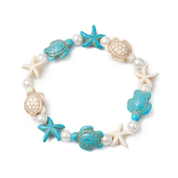 Synthetic Turquoise Beaded Stretch Bracelets for Women