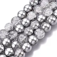Electroplated Crackle Glass Beads Strands