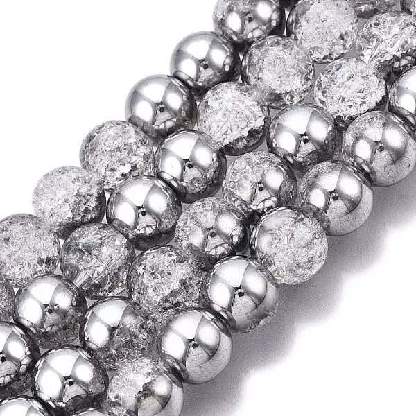 Electroplated Crackle Glass Beads Strands