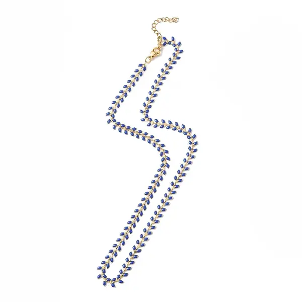 Enamel Ear of Wheat Link Chain Necklace