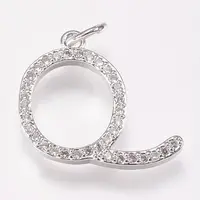 Brass Micro Pave Cubic Zirconia Letter Pendants