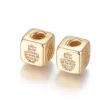 Brass Micro Pave Cubic Zirconia Beads