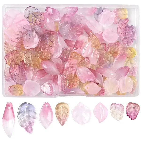 120Pcs 8 Styles Glass Pendants