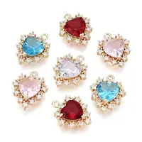 Brass Micro Pave Cubic Zirconia Heart Pendants