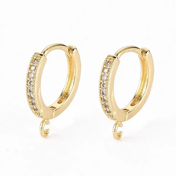 Brass Micro Pave Clear Cubic Zirconia Hoop Earring Findings