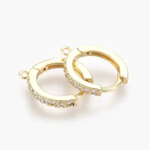 Brass Micro Pave Cubic Zirconia Huggie Hoop Earring Findings