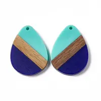 Opaque Resin & Walnut Wood Pendants