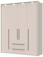 Čtyřdveřová šatní skříň se zásuvkami a led osvětlením baptiste -