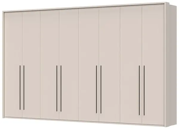Osmidveřová šatní skříň s rámem baptiste - béžová